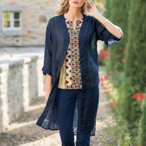 Soft Surroundings 100% Linen Kimono